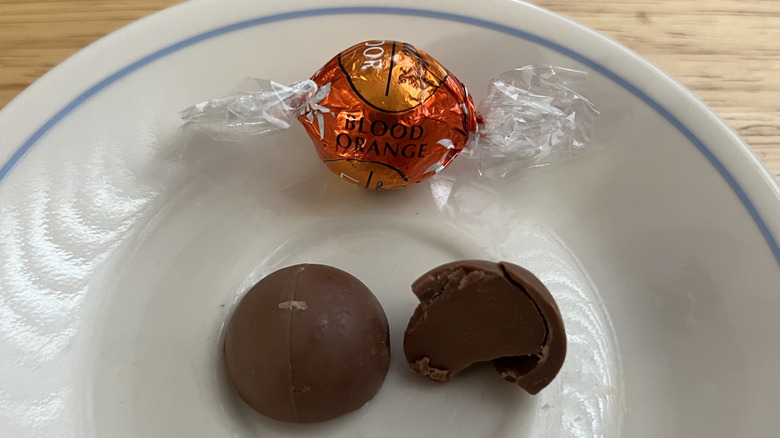 Lindt Lindor Blood Orange truffles on plate