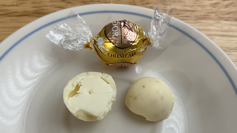 Lindt Lindor Cheesecake truffles on plate