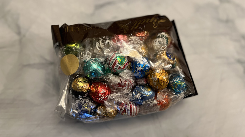 Variety of Lindt Lindor truffles in bag