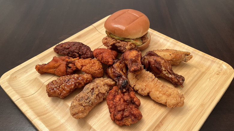 Platter with Wingstop chicken in varied flavors