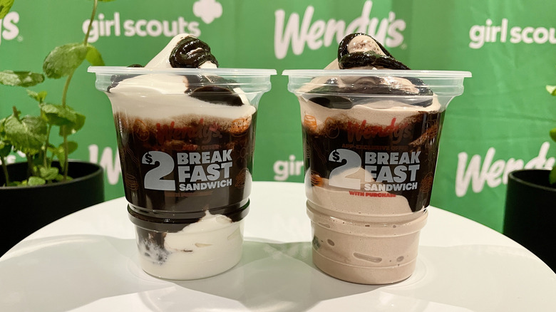 The new Girl Scouts vanilla and chocolate Thin Mints Frostys from Wendy's