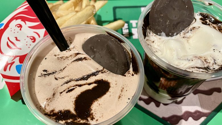 A chocolate and vanilla Wendy's Thin Mints Frosty