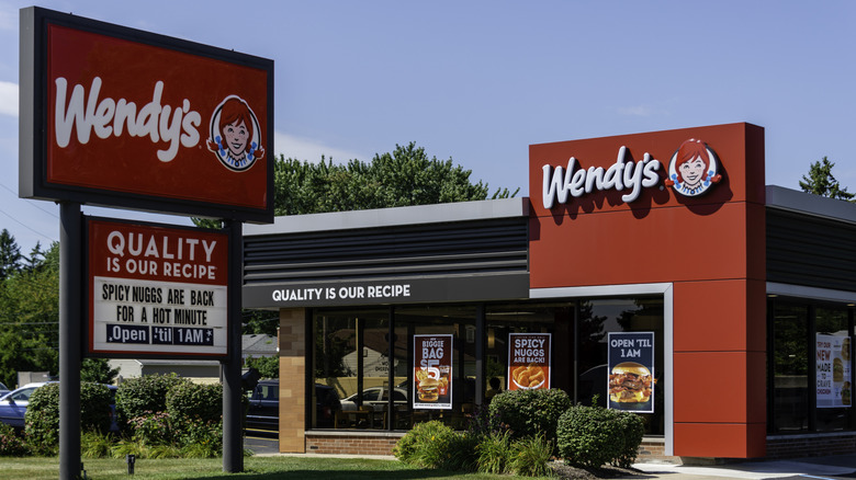 View of the front of a Wendy's restaurant