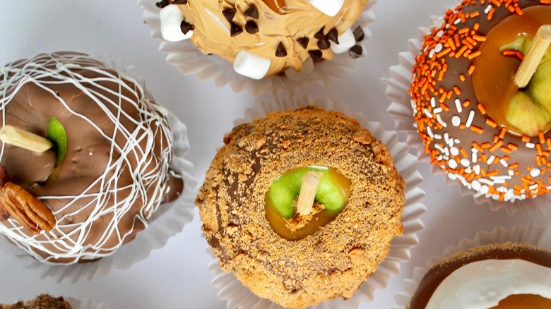 caramel apples covered in cookies