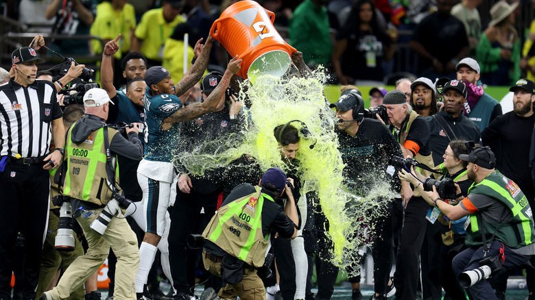 Super Bowl LIX Philadelphia coach getting Gatorade dumped on him