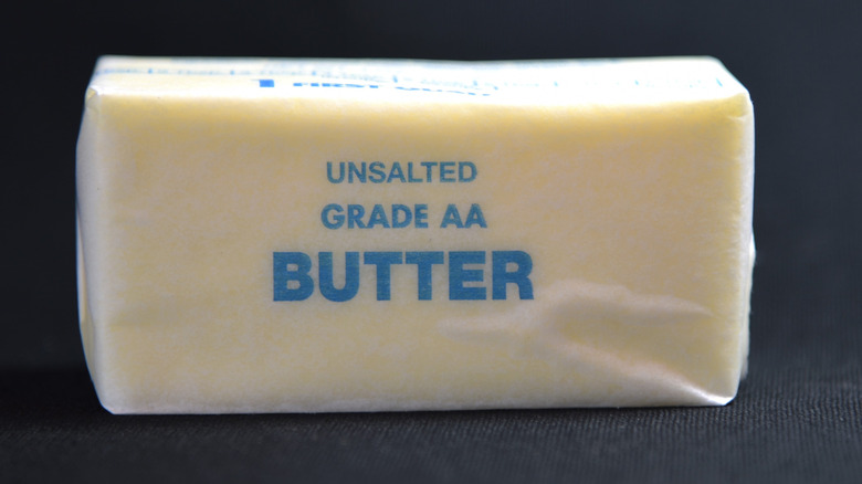 A block of Grade AA Unsalted butter