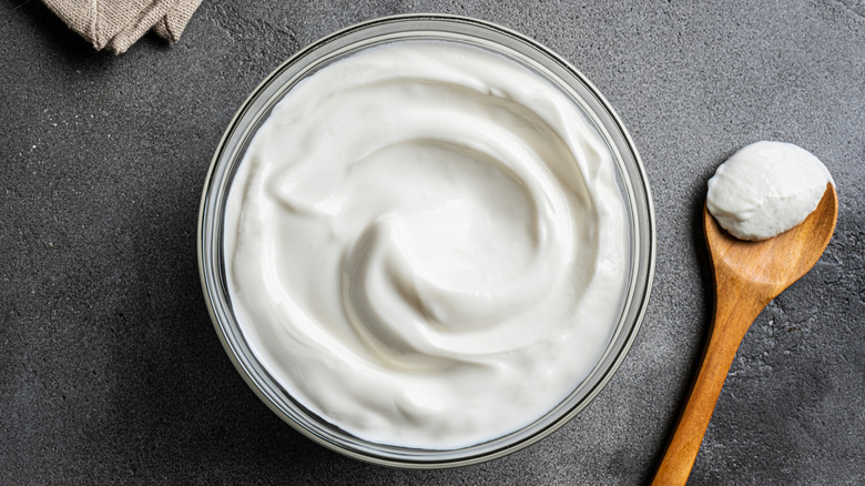 Bowl of creamy plain yogurt