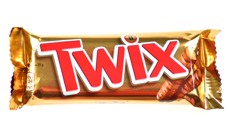 twix bar on white background