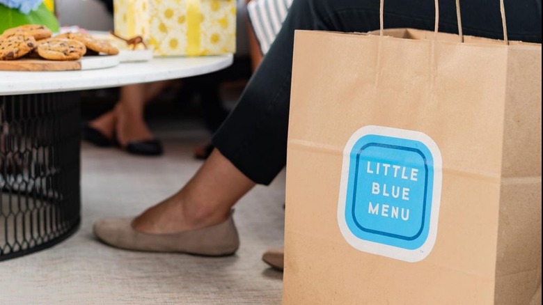 Little Blue Menu carryout bag