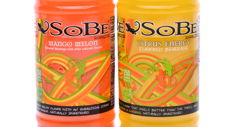 SoBe drink bottles in Mango Melon and Citrus Energy flavors.