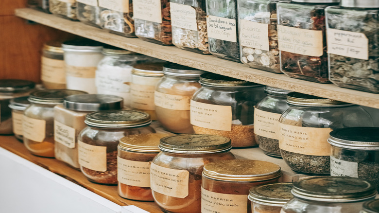 Dried spices in a pantry