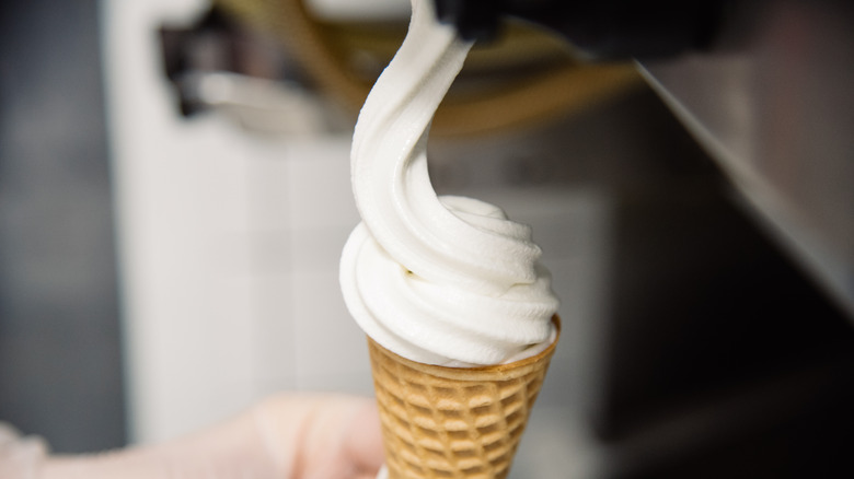 soft serve dispensed into cone