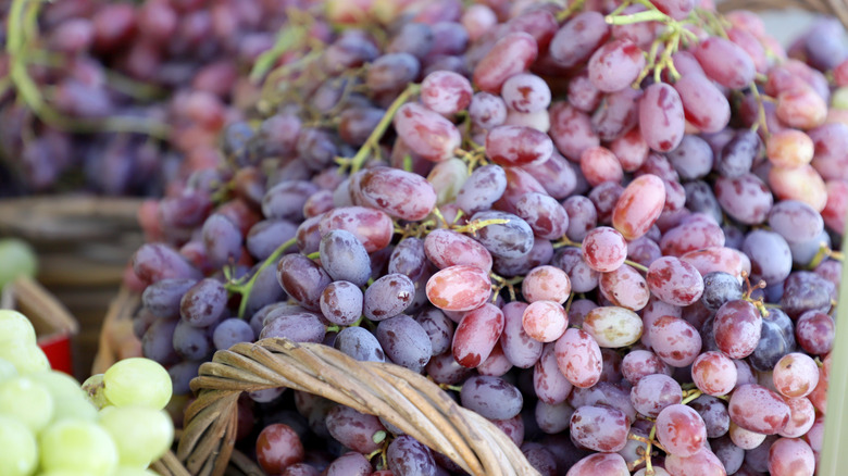 Basket of red grapes