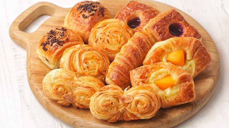 Various mini puff pastries on a plate