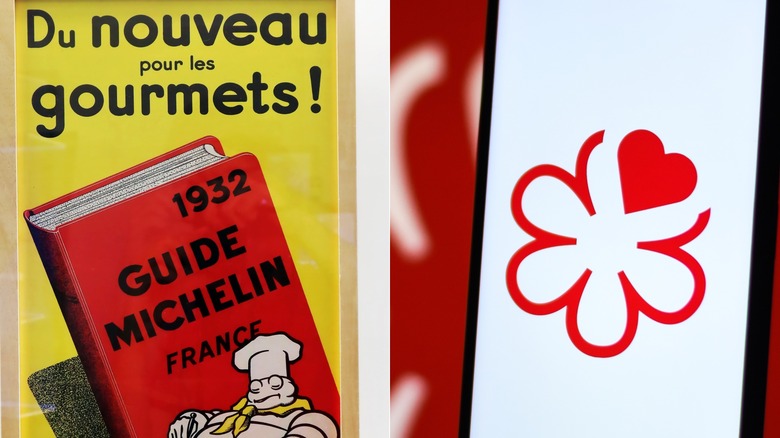 1932 Michelin guide next to the modern app version.