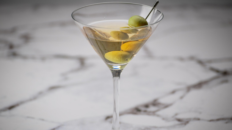 martini on marble table