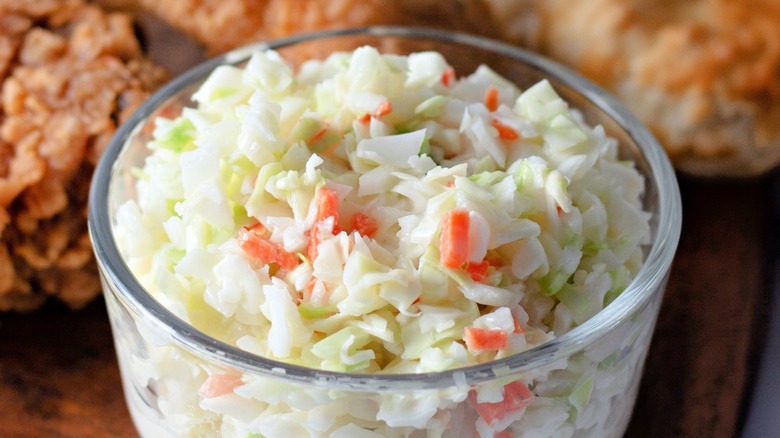 KFC coleslaw in glass bowl