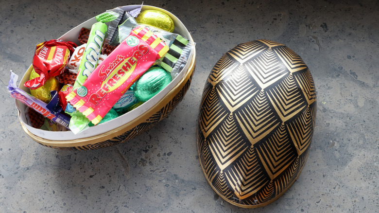 assorted Swedish candy in Easter egg