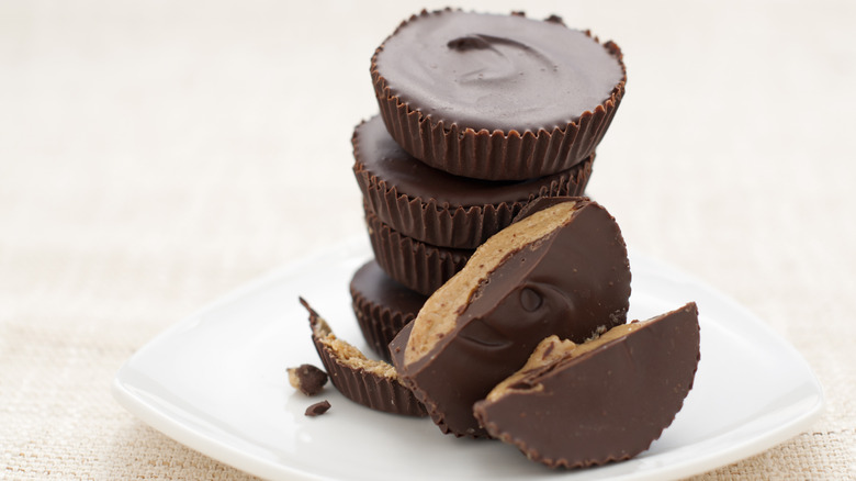 peanut butter cups stacked on top