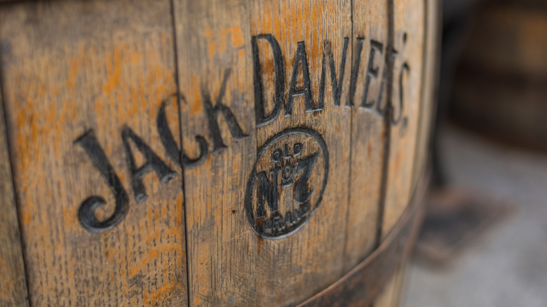 A Jack Daniel's whiskey barrel