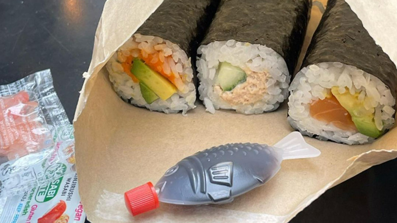 Australian-style sushi with soy sauce