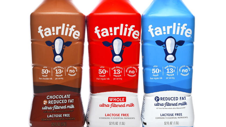 Three bottles of Fairlife milk