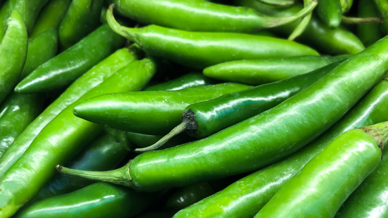 batch of green chili peppers