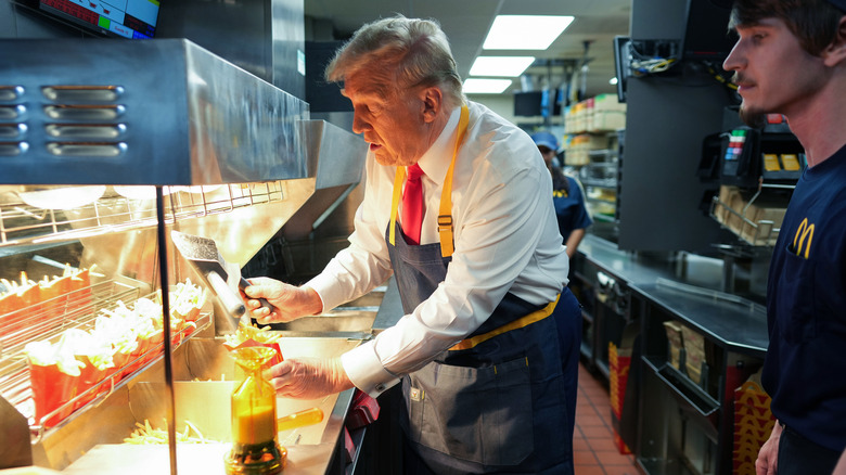 Donald Trump serving fries at McDonald's