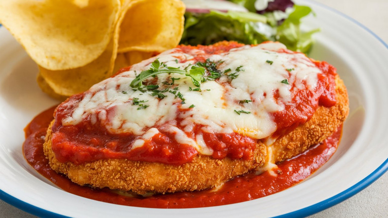 Plate of chicken Parmigiana