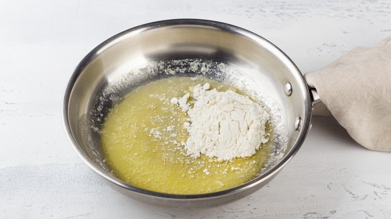 Flour added to melted butter