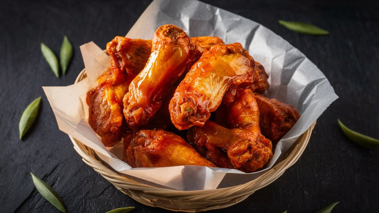 buffalo chicken wings in basket