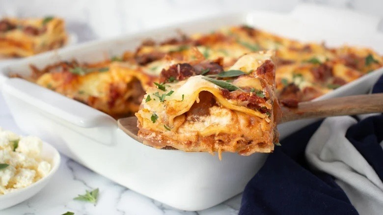 Slide of stifado lasagna 