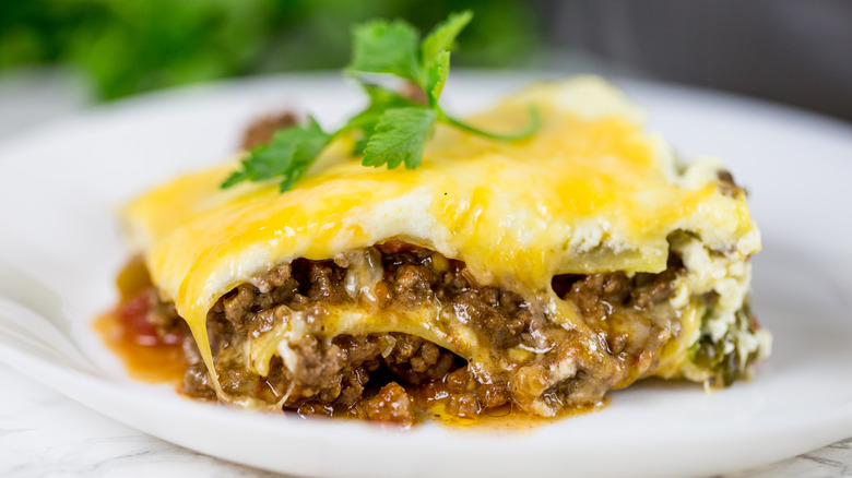 Slice of taco lasagna 