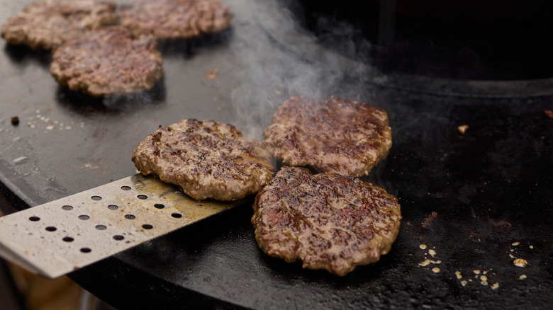 burgers on griddle