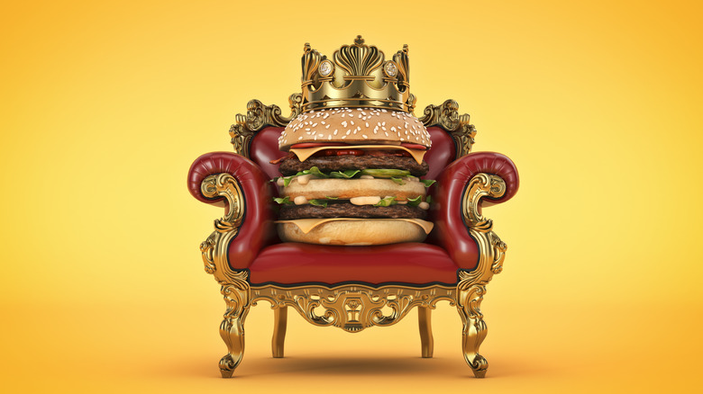 burger with crown on throne