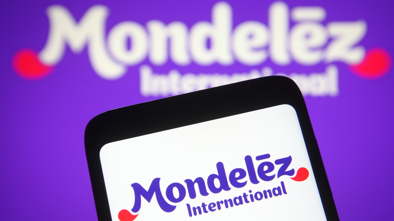 Mondeléz International logo on phone