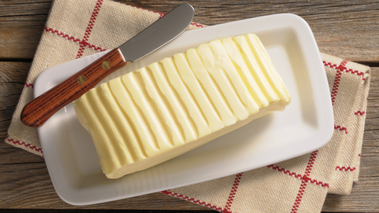 stick of butter on plate