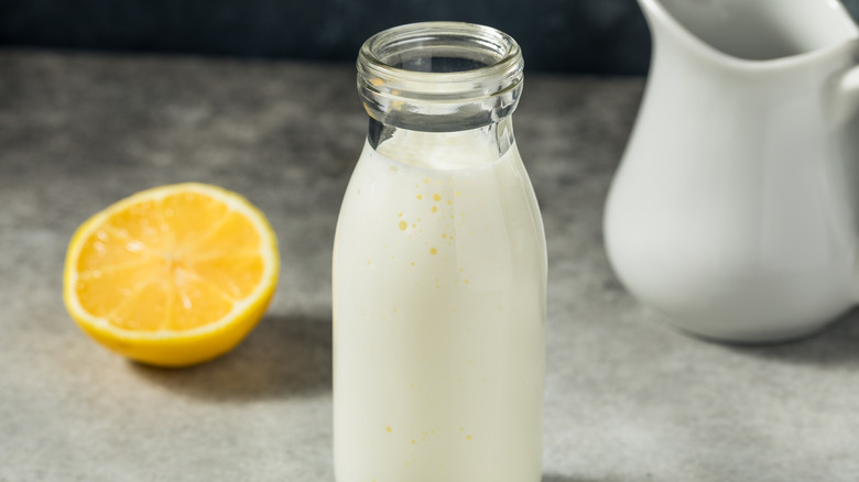 buttermilk jar near lemon half