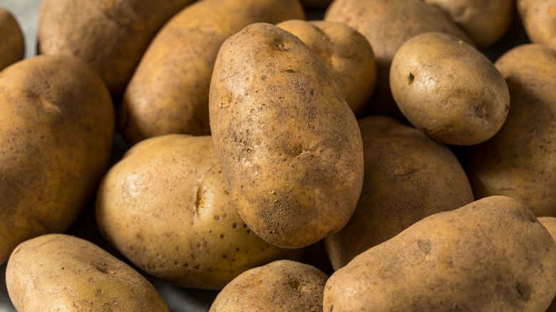 pile of russet potatoes