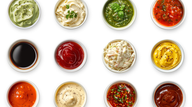 Different sauces and toppings