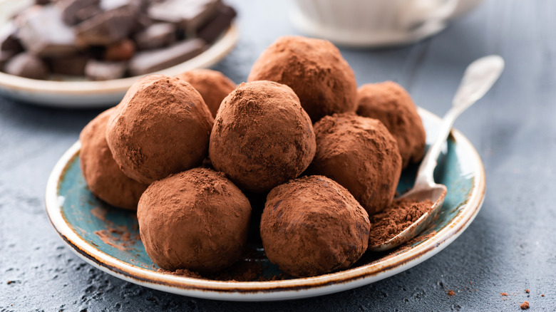 Bowl of chocolate truffles