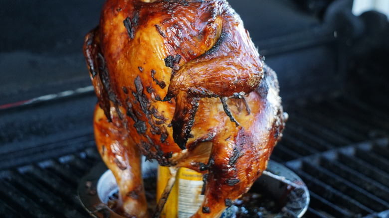 roasted chicken on a beer can