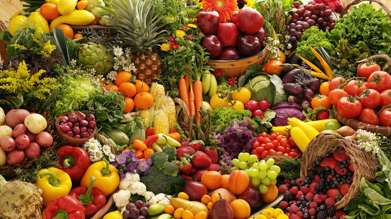 a multitude of fresh produce including vegetables and fruits