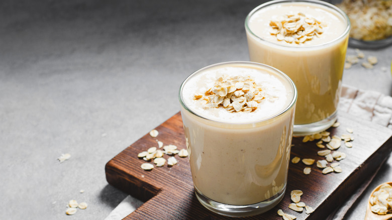 Two creamy oatmeal smoothies