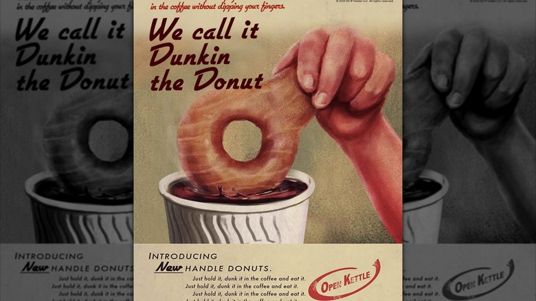 Open Kettle Ad showing the handle donut designed for dunking