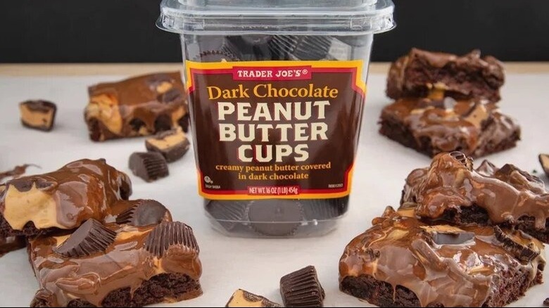 A container of Trader Joe's Dark Chocolate Peanut Butter Cups