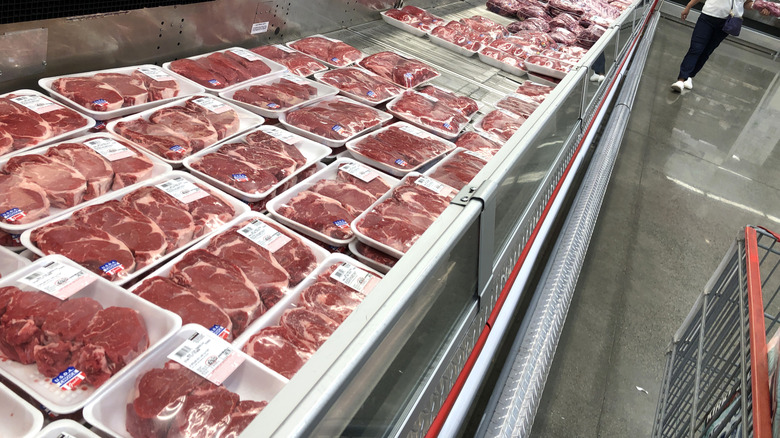 Different cuts of beef on display at Costo