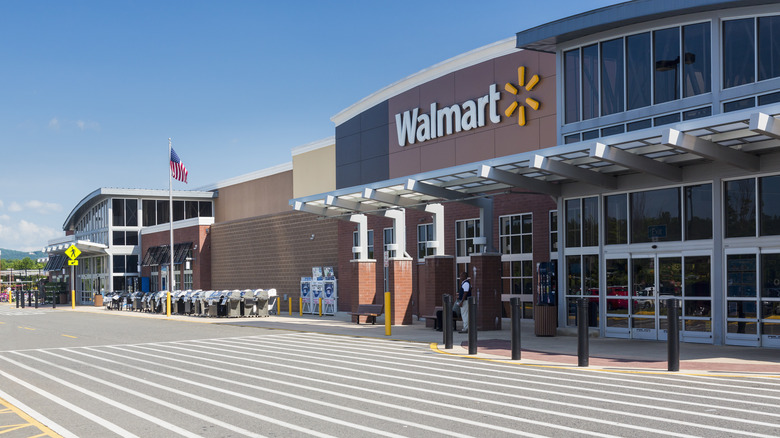 Walmart storefront and parking lot