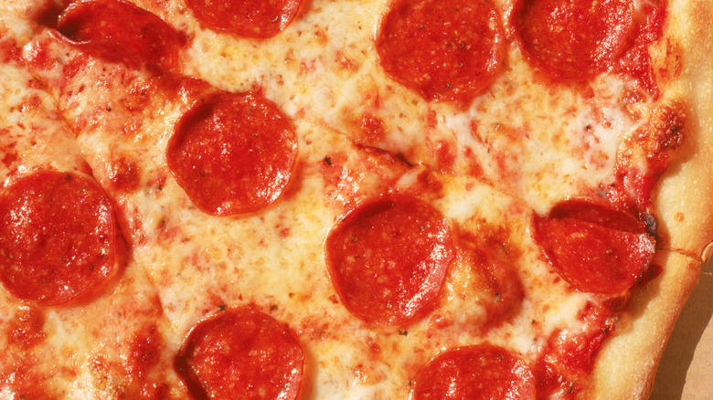 Close-up of a cheese and pepperoni pizza