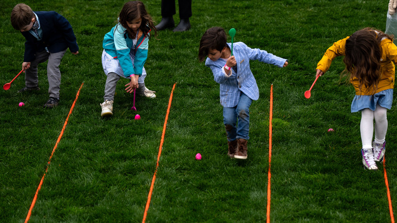 Kids participating in White House egg roll